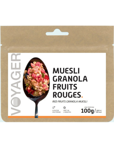 Muesli granola fruits rouges lyophilisés - 100g - 395 kcal - VOYAGER