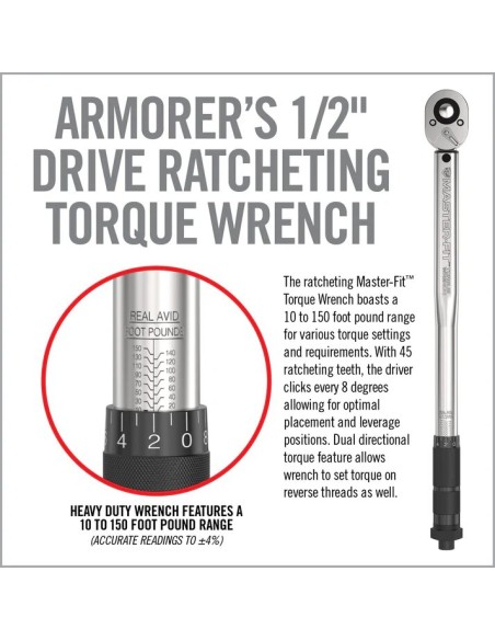 Clé dynamométrique Master Fit AR15 + 12 pièces - REAL AVID