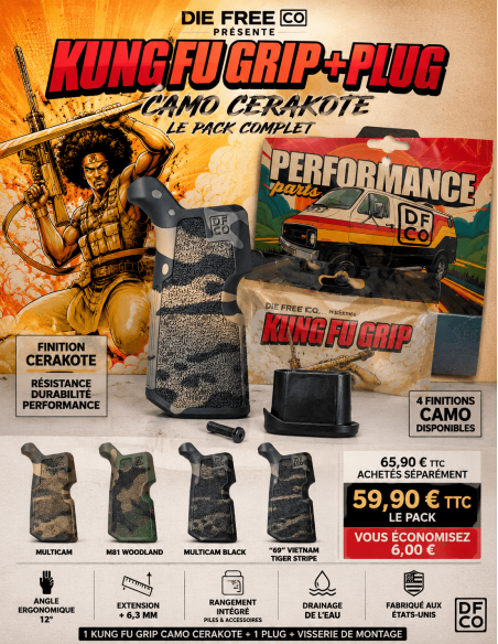 Pack Kung Fu Grip CAMO Cerakote + PLUG |  DIE FREE CO